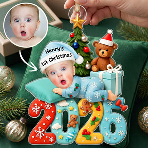 Baby's First Christmas Keepsake – Personalized Acrylic Ornament with Baby Photo For Holiday Tree Decor