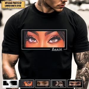 Unique Custom Eyes Tee Loved One's Eyes Personalized Eyes Artwork T Shirt