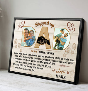 Denifition of Stepped up Dad Personalized Photo Canvas Print
