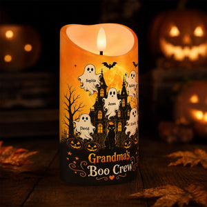 "Grandma's Little Boo Crew" Haunted House β Personalized LED Candle | Halloween Decor For Grandma
