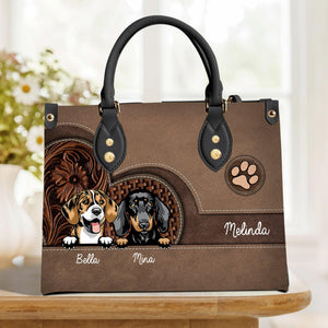 Dog Personalized Leather Handbag, Personalized Gift For Dog Lovers