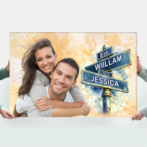 You Make Me Smile More - Custom Photo Wall Art Canvas Poster Personalized Couple Anniversary Wedding Gift