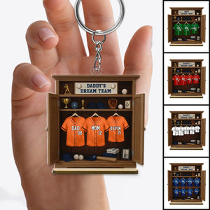 Daddy Dream Team Baseball, Father's Day Gift For Dad, Grandpa Personalized Keychain