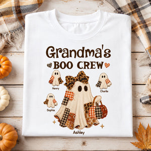 "Grandma's Fall Halloween" β Coquette Faux Patchwork Pattern Shirt | Personalized Gift For Grandma