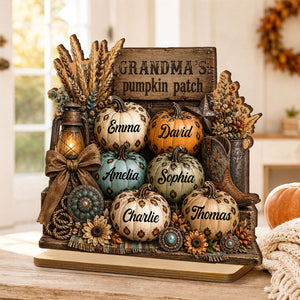 Personalized "Western Leopard Pumpkin Patch" Wooden Plaque β Fall Halloween Decor For Grandma