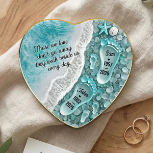 "Where Love Never Ends" β Sea Glass Design Personalized Jewelry Dish | Memorial Ocean Remembrance Gift For Loss of Loved One