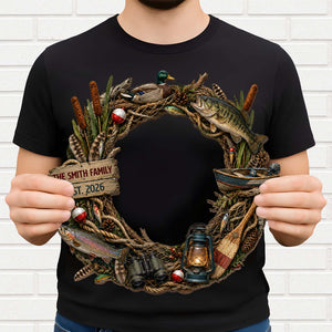 "Our Family Fishing" โ Personalized Wood Sign Wreath | Gift For Fishing Lovers & Outdoorsmen