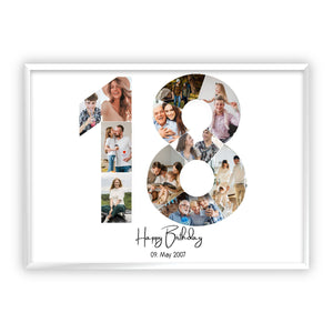 Personalized 18th Birthday Photo Collage Canvas