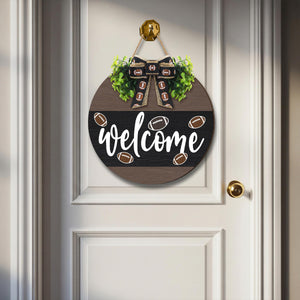 Welcome American Football Wooden Hanging Sign Gift For Football Lover