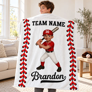 Personalized Baseball & Softball Name & Team Fleece Blanket – Custom Christmas Gift For Young Players