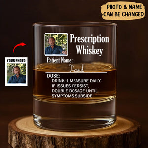Your Prescription To Relax - Personalized Photo Whiskey Glass Gift For Dad, Grandpa