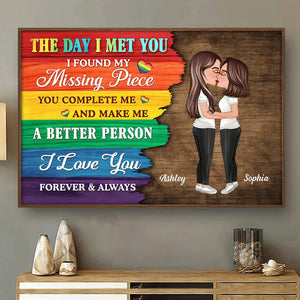 Half LGBT Flag Couple The Day I Met You Pride Month Personalized Poster