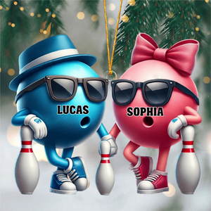 Bowling Couple Ornament - Personalized Custom Name Acrylic Ornament