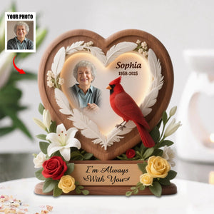 Heart Cardinal Memorial Personalized Acrylic Plaque Custom Shape