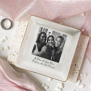 Custom Bestie Photo Trinket Tray โ Personalized Jewelry Dish For Best Friend Friendship Gift