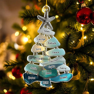 Family Sea Glass Christmas Tree - Personalized Family Ornament
