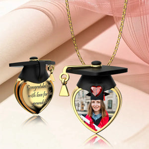 Personalized Photo Dainty Birthstone Graduation Cap Necklace