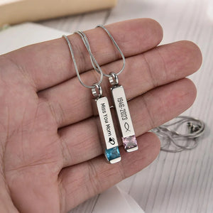 Engraved Name & Date Personalized Birthstone Urn Necklace