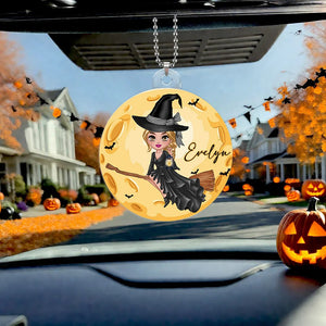 Witch Hat Cartoon Moon Character - Personalized Acrylic Ornament Gift for Women