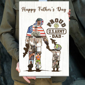 Personalized Army Dad and Son Canvas, Army Soldier Photo Collage Canvas