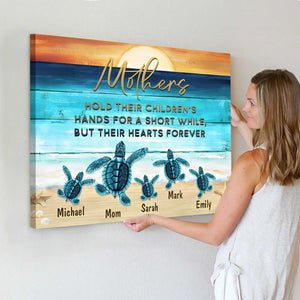 Mother’s Day Gift Custom Beach Sea Turtles Name Canvas Poster