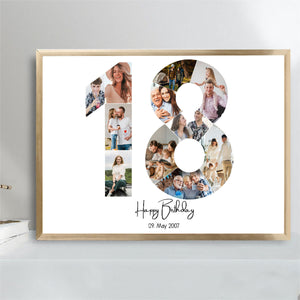 Personalized 18th Birthday Photo Collage Canvas