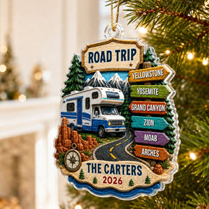 Personalized "Road Trip Adventure" Ornament β Vacation Gift For Couples & Families