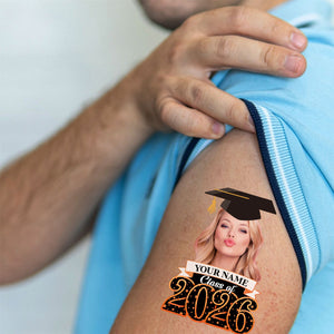 Class Of 2026, Custom Photo And Name Temporary Tattoo,Personalized Fake Tattoo, Graduation Gift