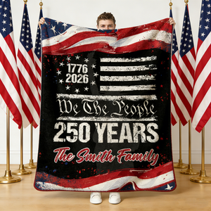 250 Years USA 250th Birthday 1776-2026 Eagle Personalized Blanket Gift for Family