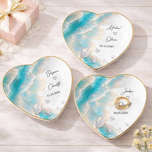 Personalized Ceramic Jewelry Dish β "Our Love Is Like The Ocean Waves" Design | A Romantic Keepsake Gift For Couples