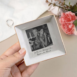 Custom Bestie Photo Trinket Tray โ Personalized Jewelry Dish For Best Friend Friendship Gift