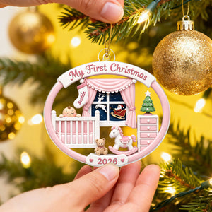 Personalized Baby's 1st Christmas 2026 Ornament β Light Pink & Blue Design | Newborn Keepsake For New Parents