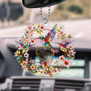 "Every Name Holds A Piece Of My Heart" β Personalized Acrylic Car Hanger | Hummingbird Grandma & Kids Family Gift