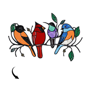 Personalized Family Photo Birds Colorful Window Pendant