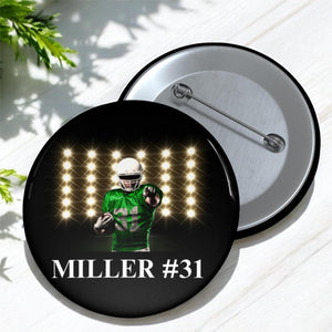 Personalized Photo Player Team Name And Number Pin Buttons Gift for Football Basketball Sport Lover