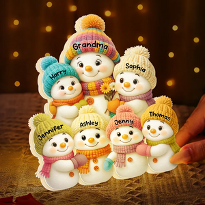 Snowman Grandma and Grandkids Personalized LED Light Box Christmas Gift for Family