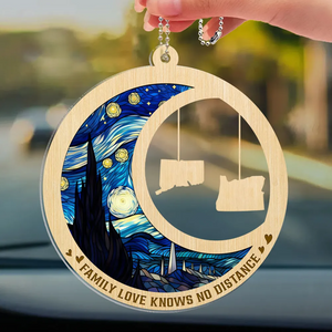 Family Love Knows No Distance - Personalized Custom Car Ornament