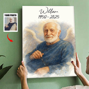 Custom Watercolor Portraits Personalized Canvas Poster,Loss Of Loved One Gift