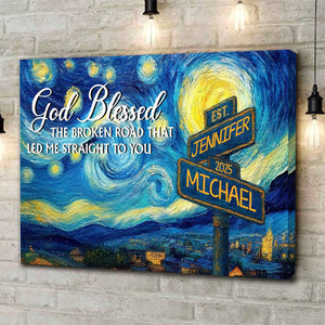 Personalized Canvas Poster Wall Art with Road Sign Design Wonderful Present for Couples