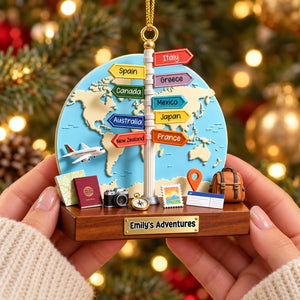 Personalized Travel Destination Map Ornament