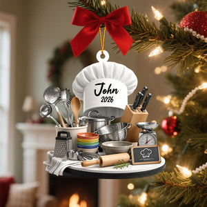 Personalized Kitchen Christmas Ornament | Chef Gift & Cooking Stove Decor