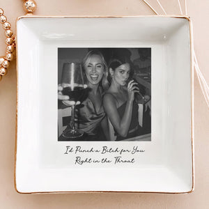 Custom Bestie Photo Trinket Tray โ Personalized Jewelry Dish For Best Friend Friendship Gift