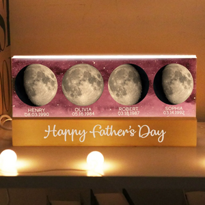Starry Night Custom Birth Moon Phase The Days You Became Our Dad Personalized Acrylic Block LED Night Light