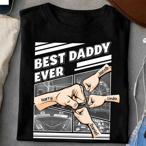 Best Dad Grandpa Hand Punch - Family Personalized Pure Cotton T-Shirt Father's Day Gift