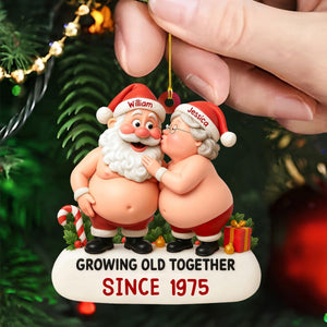 Growing Old Together With Santa and Mrs. Claus Personalized Christmas Ornament,Gift for Old Couples