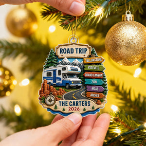 Personalized "Road Trip Adventure" Ornament β Vacation Gift For Couples & Families
