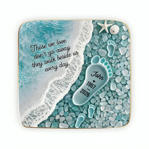 "Where Love Never Ends" β Sea Glass Design Personalized Jewelry Dish | Memorial Ocean Remembrance Gift For Loss of Loved One