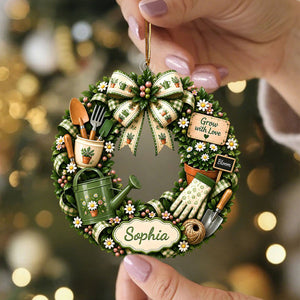 "Grow With Love" β Personalized Gardening Acrylic Hanging Ornament | Gift For Gardeners