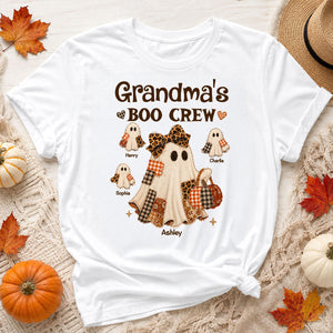 "Grandma's Fall Halloween" β Coquette Faux Patchwork Pattern Shirt | Personalized Gift For Grandma