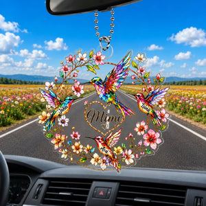 "Every Name Holds A Piece Of My Heart" β Personalized Acrylic Car Hanger | Hummingbird Grandma & Kids Family Gift